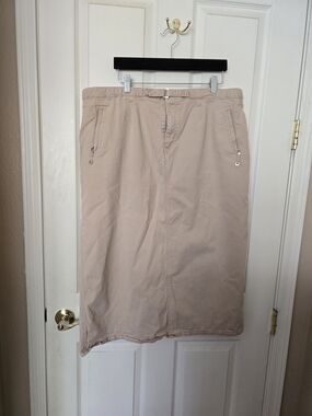 CJ Banks Tan Stretch Waistband Midi Skirt